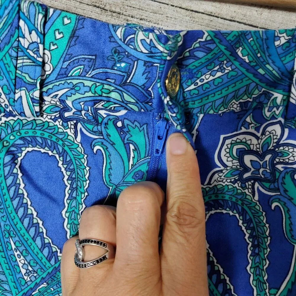 RALPH LAUREN Womens Shorts 4 Blue Floral Paisley High Waist Pockets LRL - Picture 2 of 14